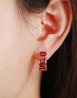Aretes Arracadas Cristal Rubo O Zafiro Oro 14k Laminado Rojo