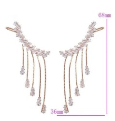 Aretes Trepadores Fiesta Cristales Oro 14k Laminado Rosa