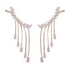 Aretes Trepadores Fiesta Cristales Oro 14k Laminado Rosa