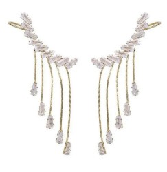 Aretes Trepadores Fiesta Cristales Oro 14k Laminado Dorado