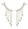 Aretes Trepadores Fiesta Cristales Oro 14k Laminado Dorado