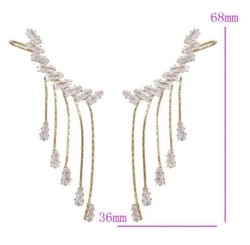 Aretes Trepadores Fiesta Cristales Oro 14k Laminado Dorado