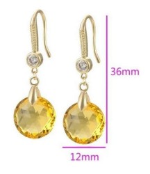 Aretes Para Dama Cristal Cristal Oro 14k Laminado Amarillo