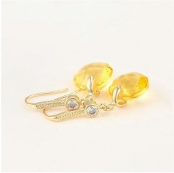 Aretes Para Dama Cristal Cristal Oro 14k Laminado Amarillo