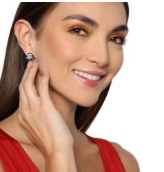 Aretes Ocean Heart, Baño oro blanco, 18K, ACM5-14-38