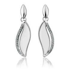 Aretes Ocean Heart, Baño oro blanco, 18K, ACM5-14-41