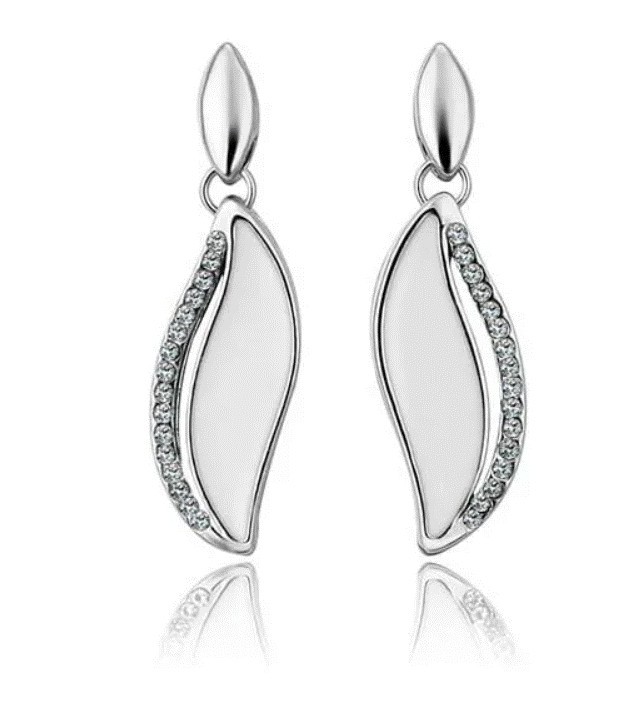 Aretes Ocean Heart, Baño oro blanco, 18K, ACM5-14-41