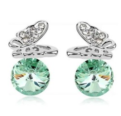Aretes Ocean Heart, Baño oro blanco, 18K, ACM5-14-208