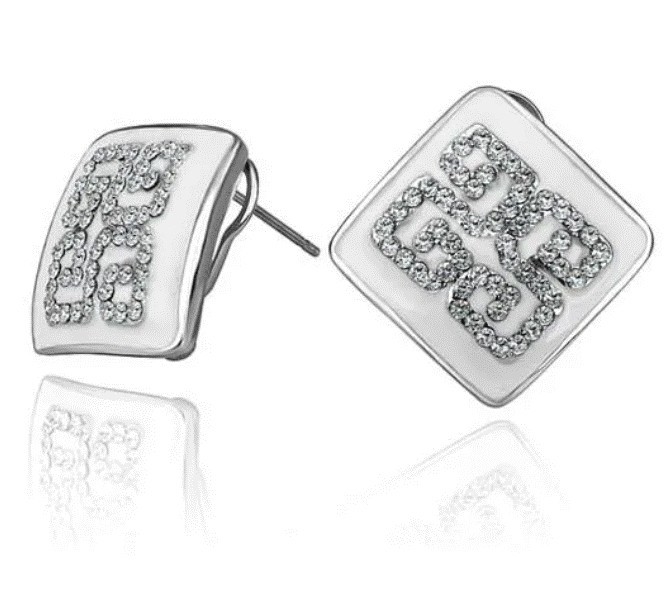 Aretes Ocean Heart, Baño oro blanco, 18K, ACJ6-14-93