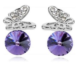Aretes Ocean Heart, Baño oro blanco, 18K, ACM5-14-66