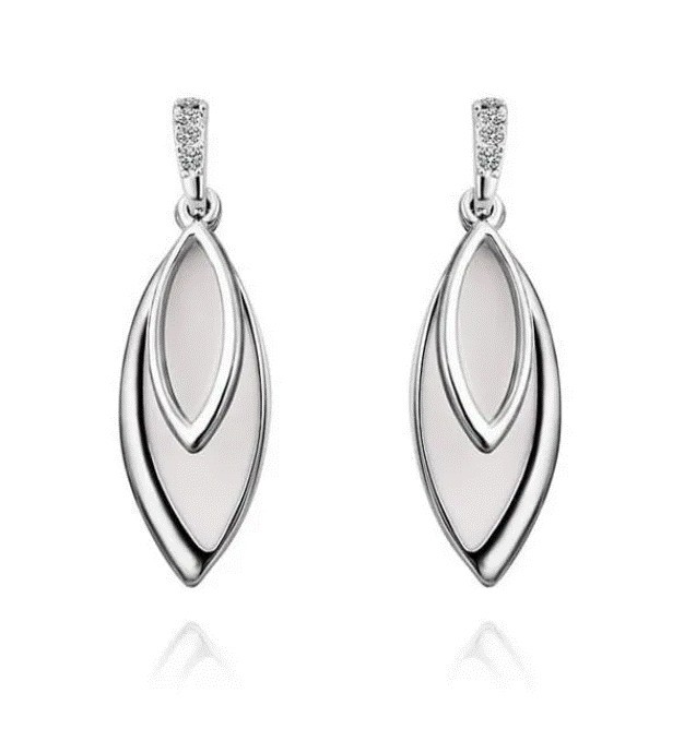 Aretes Ocean Heart, Baño oro blanco, 18K, ACM5-14-61