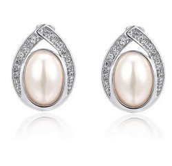Aretes Ocean Heart, Baño oro blanco, 18K, AC15-57