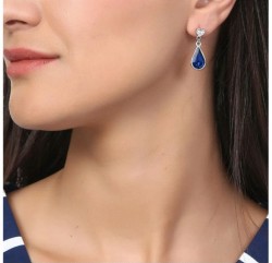 Aretes Ocean Heart, Baño oro blanco, 18K, AC15-75