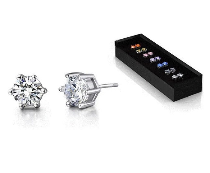 Aretes Ocean Heart, Baño oro blanco, 18K, OH15-205