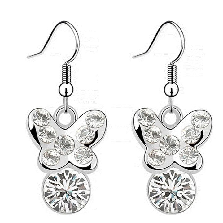 Aretes Ocean Heart, Baño oro blanco, 18K, ACM5-14-70