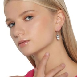 Aretes Ocean Heart, Baño oro blanco, 18K, ACM5-14-70