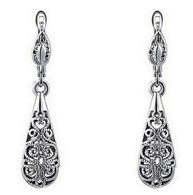Aretes Ocean Heart, Baño oro blanco, 18K, OH16-450