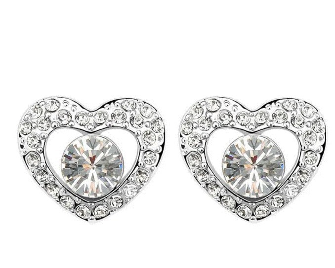 Aretes Ocean Heart, Baño oro blanco, 18K, OH15-353