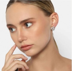 Aretes Ocean Heart, Baño oro blanco, 18K, OH15-353