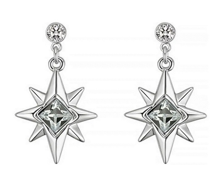 Aretes Ocean Heart, Baño oro blanco, 18K, OH18-223