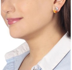 Aretes Ocean Heart, Baño oro blanco, 18K, ACM5-14-80