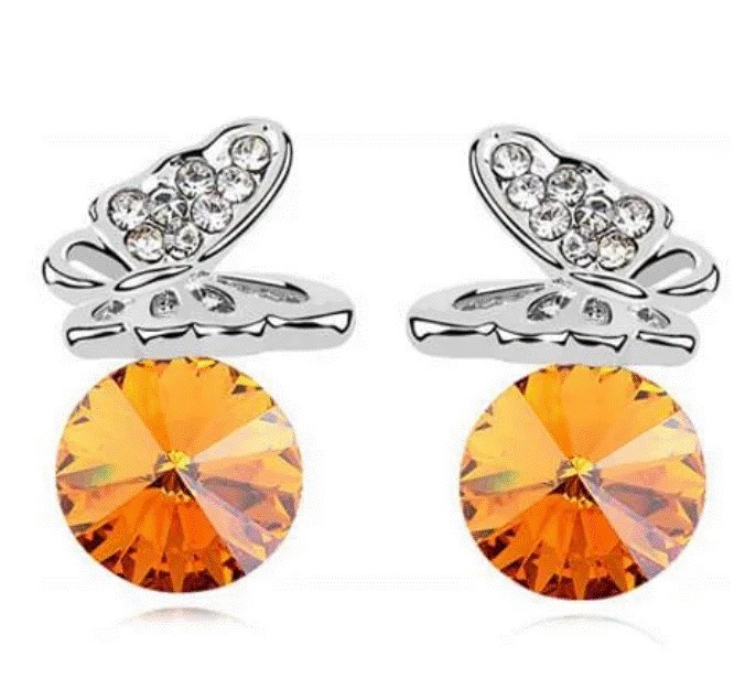 Aretes Ocean Heart, Baño oro blanco, 18K, ACM5-14-80