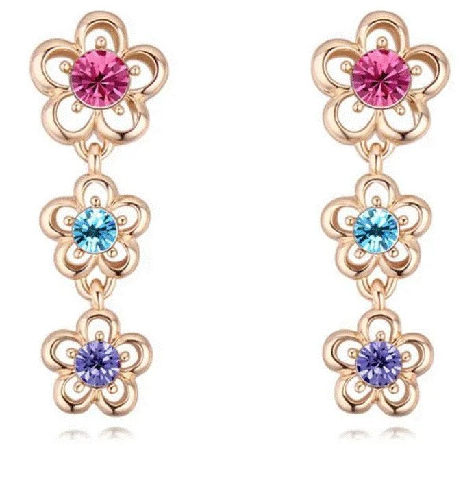 Aretes Ocean Heart, Baño oro amarillo, 18K, AC16-12