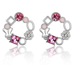 Aretes Ocean Heart, Baño oro blanco, 18K, ACM5-14-94