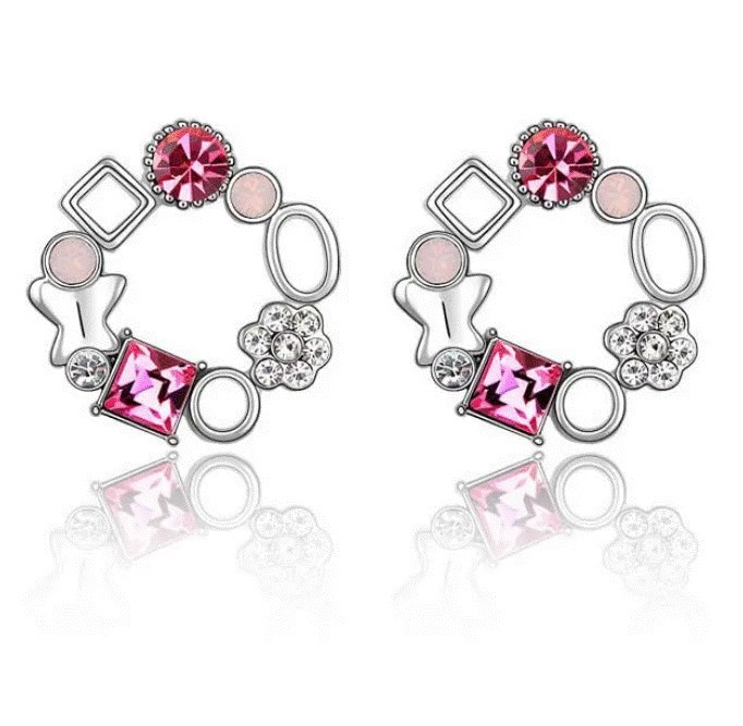 Aretes Ocean Heart, Baño oro blanco, 18K, ACM5-14-94