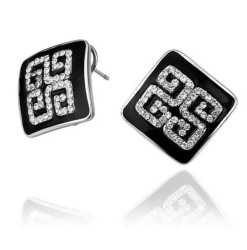 Aretes Ocean Heart, Baño oro blanco, 18K, ACJ6-14-94