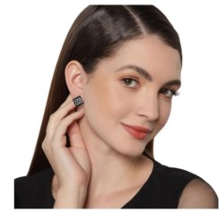 Aretes Ocean Heart, Baño oro blanco, 18K, ACJ6-14-94