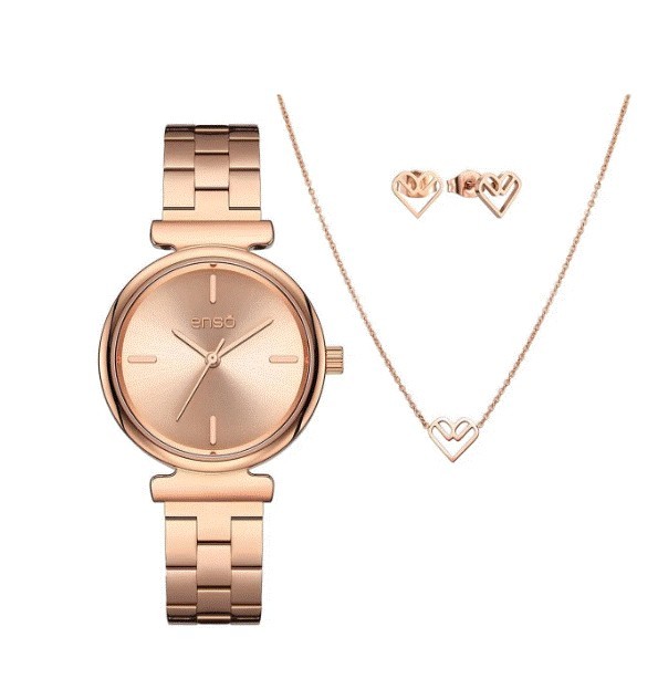 Set de Reloj y Joyería Enso Para Mujer EWBSL10 Color Rosado