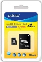 Memoria Flash Adata, 4GB microSDHC Clase 4, con Adaptador