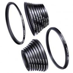 Set Anillos Adaptadores para Filtros, Kit 18 en 1 (Incluye 9 Anillos Adaptadores Step Up + 9 Anillos Adaptadores Step Down)