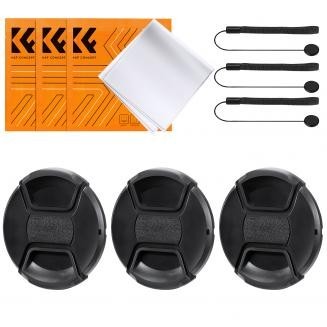 55mm Tapa del Objetivo para Cámara Centro Pinch con Leash*3 + Microfibra Paño de Limpieza al Vacío*3 + Anti-Pérdida de Cuerda*3