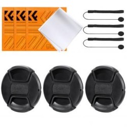 37mm Tapa del Objetivo para Cámara Centro Pinch con Leash*3 + Microfibra Paño de Limpieza al Vacío*3 + Anti-Pérdida de Cuerda*3