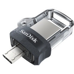 Memoria USB SanDisk Ultra Dual Drive M3.0, 64GB, USB 3.0, Gris