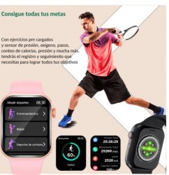 Reloj Smartwatch VAK f9 IP67 Metal Apple Health pasos Calorias Rosa