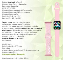 Reloj Smartwatch VAK f9 IP67 Metal Apple Health pasos Calorias Rosa