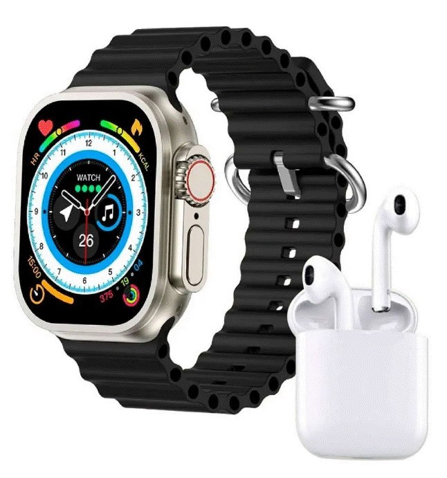 Reloj Smartwatch VAK Y3 con audifinos Bluetooth Fitness Negro