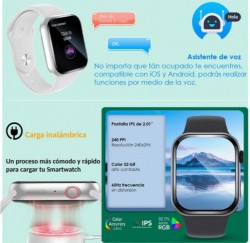 Reloj Smartwatch VAK f9 IP67 Metal Apple Health pasos Calorias Blanco