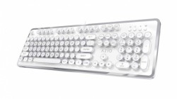 Teclado Azio MK-RETRO, Alámbrico, USB, Plata/Blanco (Inglés)