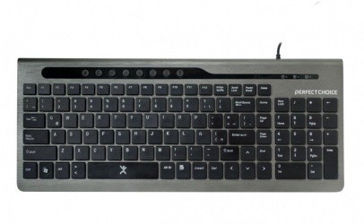 Teclado Perfect Choice Multimedia Iconic, Alámbrico, USB, Gris (Esp...