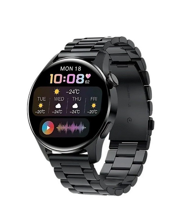 Smartwatch Negro Gadgets&Fun Sphere AMOLED con Correa de Acero Inoxidable