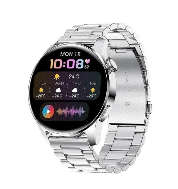 Smartwatch Plateado Gadgets&Fun Sphere AMOLED con Correa de Acero Inoxidable