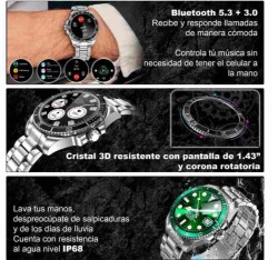Reloj Smartwatch VAK C1 ACERO SUBMARINE NFC CRISTAL Negro
