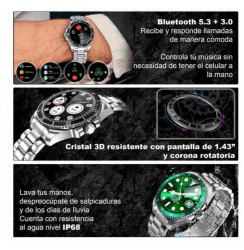 Reloj Smartwatch VAK C1 ACERO SUBMARINE NFC CRISTAL Plateado