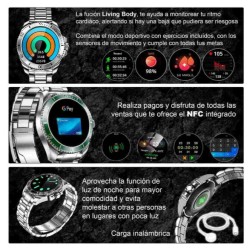 Reloj Smartwatch VAK C1 ACERO SUBMARINE NFC CRISTAL Plateado