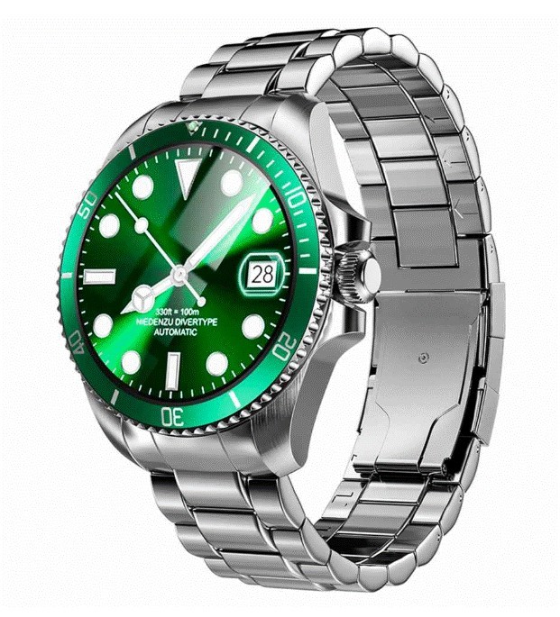 Reloj Smartwatch VAK C1 Acero Submarine NFC Cristal Verde