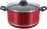 OLLA CON TAPA DE VIDRIO ROJA 22CM